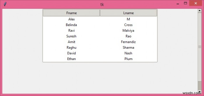 จะแนบแถบเลื่อนแนวตั้งกับ Treeview โดยใช้ Tkinter ได้อย่างไร? 