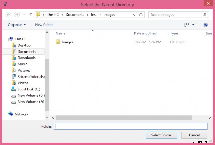 จะสร้างโฟลเดอร์ใหม่โดยใช้กล่องโต้ตอบ askdirectory ใน Tkinter ได้อย่างไร? 