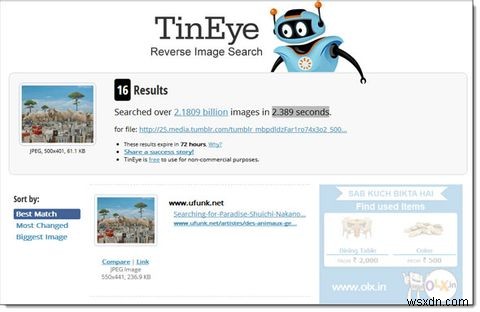 ตรวจสอบการใช้งานการค้นหารูปภาพแบบย้อนกลับเพิ่มเติมโดยใช้ TinEye [Chrome] 