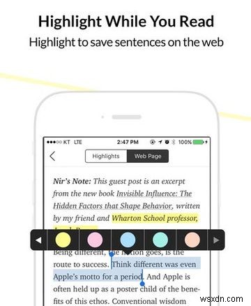 ใช้ปากกาเน้นข้อความบนเว็บและอุปกรณ์เคลื่อนที่นี้เพื่อจดจำสิ่งที่คุณอ่าน 