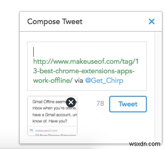 วิธีแชร์ตัวอย่างบทความในคลิกเดียวบน Twitter ด้วย Chrome 