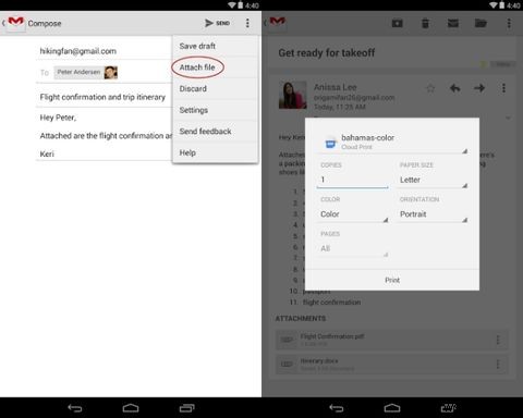 Gmail 4.7 สำหรับ Android เพิ่มการตอบกลับในช่วงวันหยุดและสุดท้ายดาวน์โหลดและแนบไฟล์ใด ๆ 