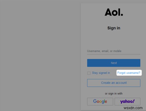 ชื่อหน้าจอเข้าสู่ระบบ AOL Mail ของฉันคืออะไร