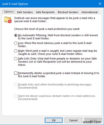 วิธีหลีกเลี่ยงอีเมลขยะและอีเมลขยะของ Outlook 