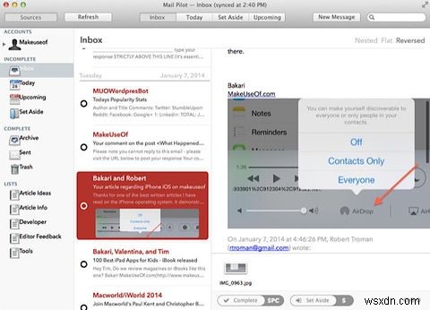 แอพ Mail นำร่องของแอพอีเมลที่เน้นงานมาถึง Mac OS X 