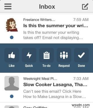 iPhone Mail Client Boxer รวมการตอบกลับด่วน เทมเพลตอีเมลและอื่น ๆ 