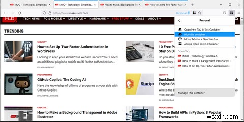 วิธีใช้คอนเทนเนอร์หลายบัญชีใน Firefox 