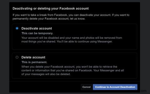 จะเกิดอะไรขึ้นเมื่อคุณปิดการใช้งานบัญชี Facebook ของคุณ? 