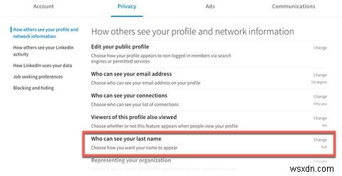 วิธีซ่อนนามสกุลของคุณใน LinkedIn 