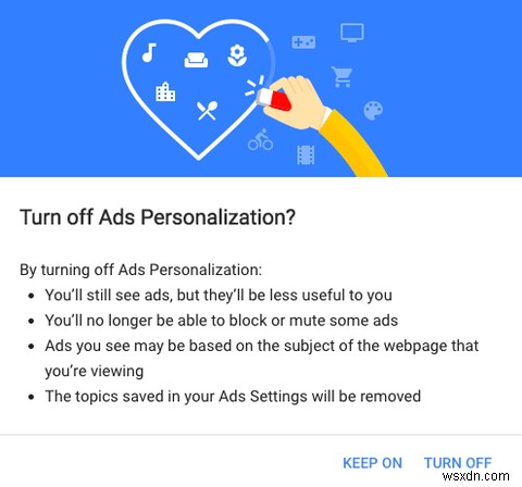 วิธีปิดการใช้งานโฆษณาส่วนบุคคลของ Google 