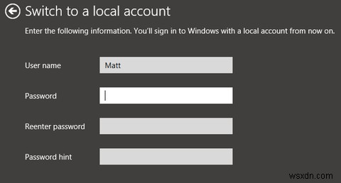 ความเป็นส่วนตัว - วิธีเปลี่ยนเป็นบัญชีท้องถิ่นบน Windows 8.1 