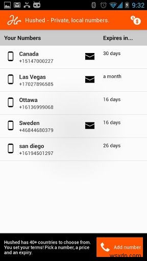 ใช้ Hushed เพื่อสร้างหมายเลขโทรศัพท์ที่ใช้แล้วทิ้งใน 40 ประเทศ [Android/iOS] 