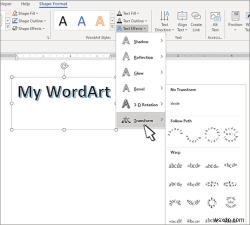 วิธีแทรกข้อความใน Circle หรือ Circle Text ใน Microsoft Word 