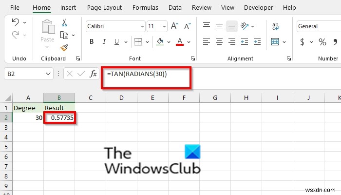 วิธีใช้ฟังก์ชัน TAN ใน Microsoft Excel 