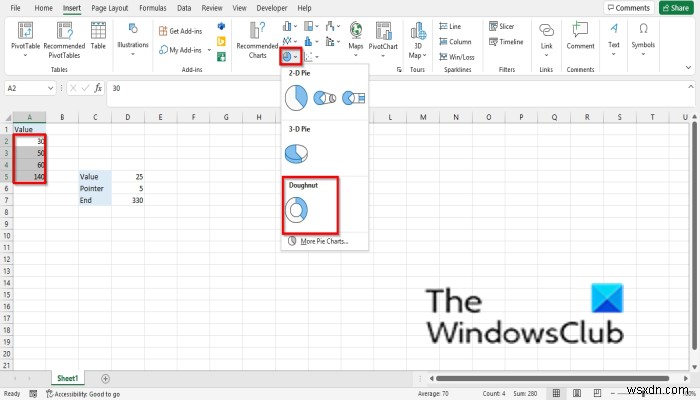 วิธีสร้างแผนภูมิมาตรวัดใน Excel