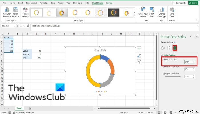 วิธีสร้างแผนภูมิมาตรวัดใน Excel