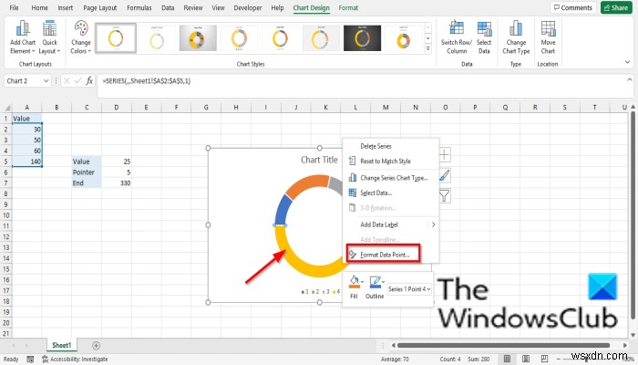 วิธีสร้างแผนภูมิมาตรวัดใน Excel