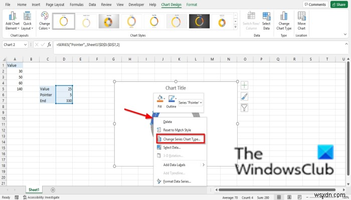 วิธีสร้างแผนภูมิมาตรวัดใน Excel