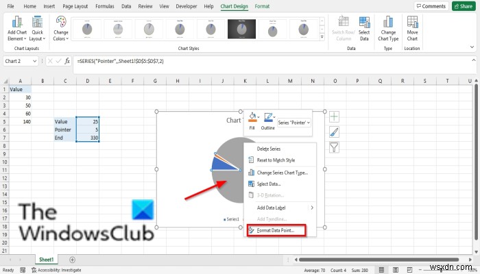 วิธีสร้างแผนภูมิมาตรวัดใน Excel