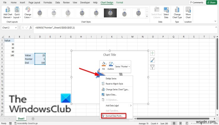 วิธีสร้างแผนภูมิมาตรวัดใน Excel