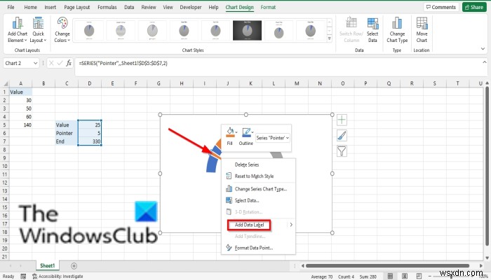 วิธีสร้างแผนภูมิมาตรวัดใน Excel