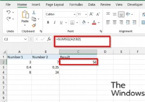 วิธีใช้ฟังก์ชัน SUMSQ ใน Excel 