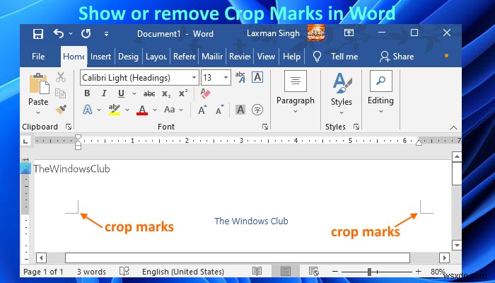 วิธีแสดงหรือลบ Crop Marks ใน Word 