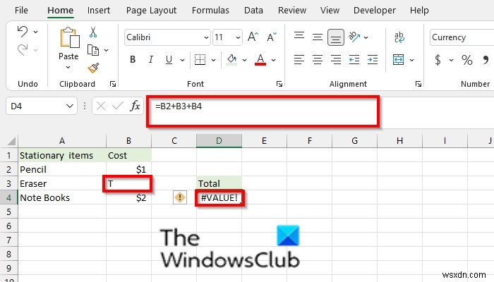 วิธีแก้ไขข้อผิดพลาด #VALUE ใน Excel 