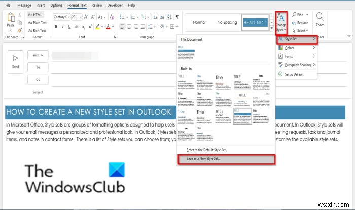 วิธีสร้างชุดสไตล์ใหม่ใน Outlook 