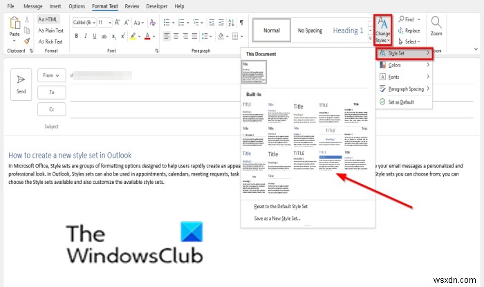 วิธีสร้างชุดสไตล์ใหม่ใน Outlook 