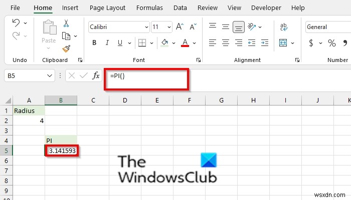 วิธีใช้ฟังก์ชัน PI ใน Excel 