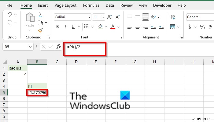 วิธีใช้ฟังก์ชัน PI ใน Excel 