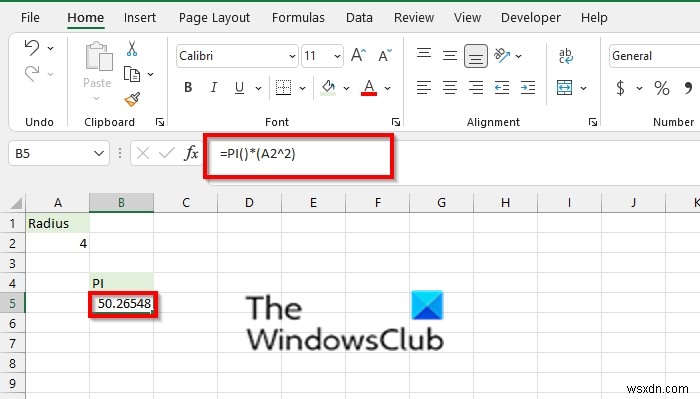 วิธีใช้ฟังก์ชัน PI ใน Excel 