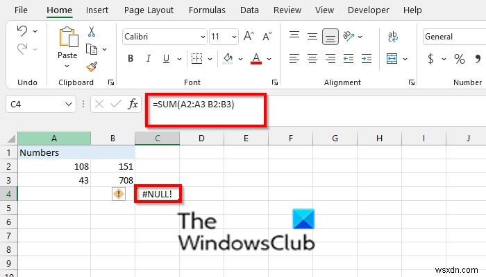 วิธีแก้ไขข้อผิดพลาด #NULL ใน Excel 