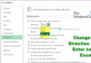 วิธีเปลี่ยนทิศทางของปุ่ม Enter ใน Excel 