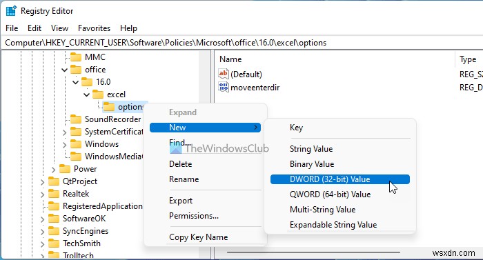 วิธีเปลี่ยนทิศทางของปุ่ม Enter ใน Excel 