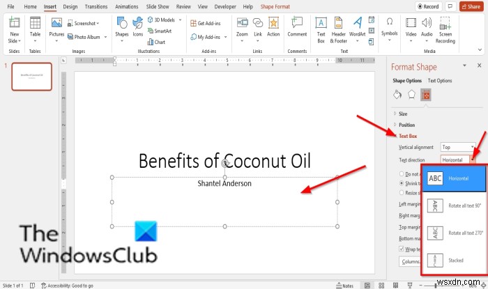 วิธีการหมุนหรือเปลี่ยนทิศทางข้อความใน PowerPoint