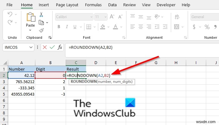 วิธีใช้ฟังก์ชัน ROUNDDOWN ใน Excel
