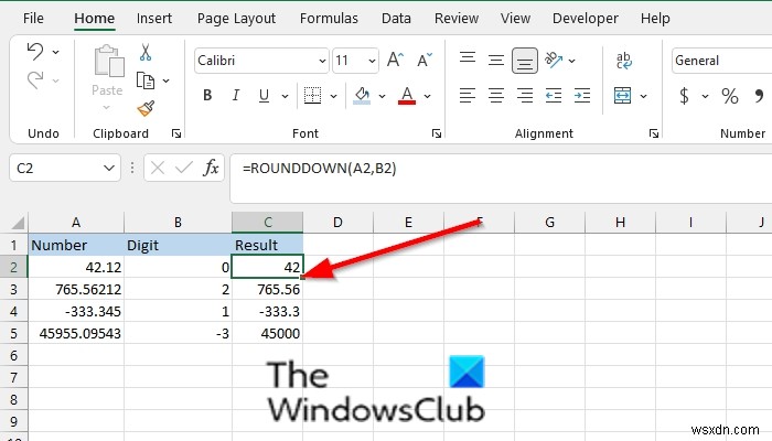 วิธีใช้ฟังก์ชัน ROUNDDOWN ใน Excel