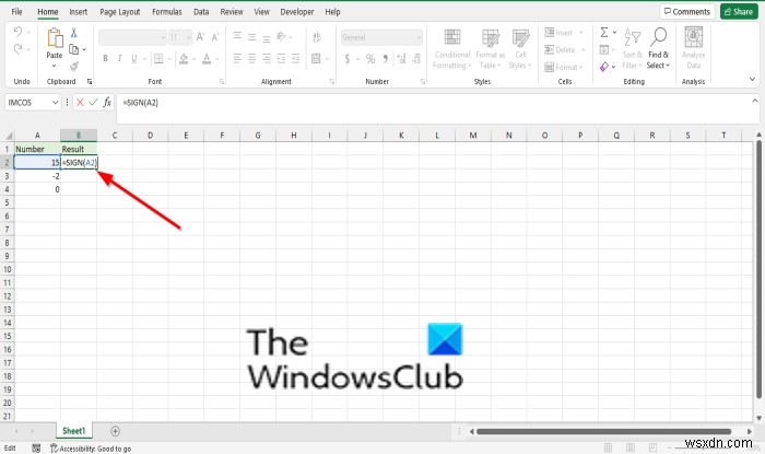 วิธีใช้ฟังก์ชัน SIGN ใน Excel 