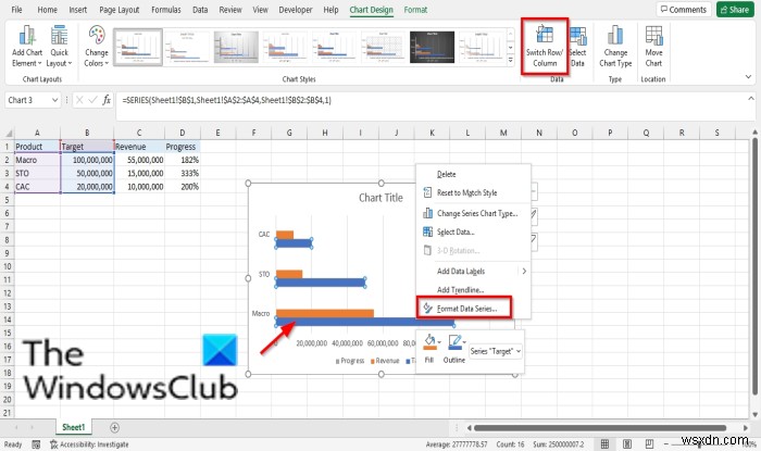 วิธีสร้างแผนภูมิแท่งหรือแผนภูมิความคืบหน้าของวงกลมใน Excel 