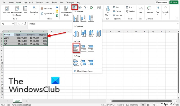 วิธีสร้างแผนภูมิแท่งหรือแผนภูมิความคืบหน้าของวงกลมใน Excel 