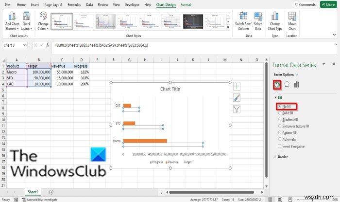 วิธีสร้างแผนภูมิแท่งหรือแผนภูมิความคืบหน้าของวงกลมใน Excel 