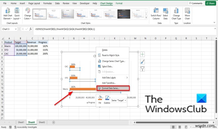 วิธีสร้างแผนภูมิแท่งหรือแผนภูมิความคืบหน้าของวงกลมใน Excel 