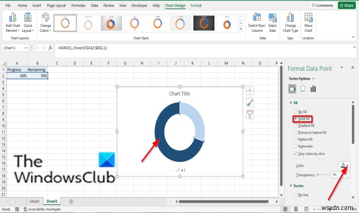 วิธีสร้างแผนภูมิแท่งหรือแผนภูมิความคืบหน้าของวงกลมใน Excel 