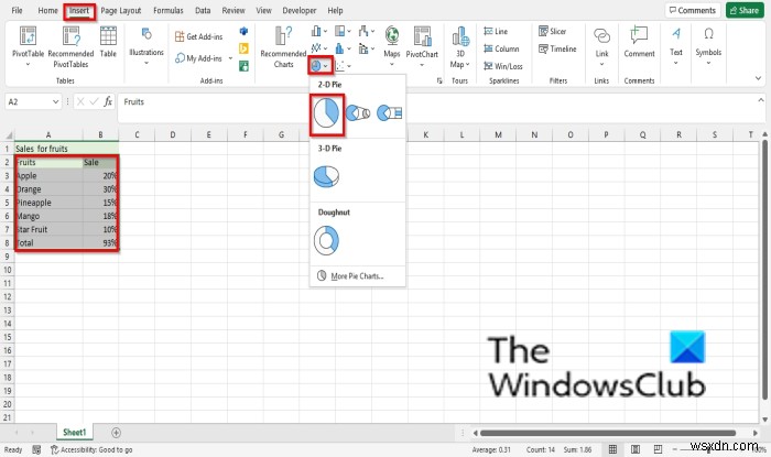 วิธีสร้างแผนภูมิวงกลมครึ่งวงกลมใน Excel