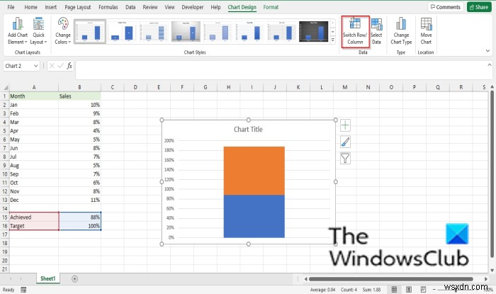 วิธีสร้างแผนภูมิเทอร์โมมิเตอร์ใน Excel 