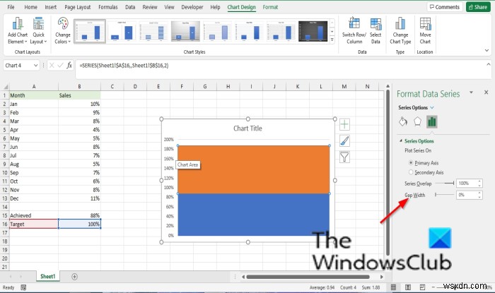 วิธีสร้างแผนภูมิเทอร์โมมิเตอร์ใน Excel 