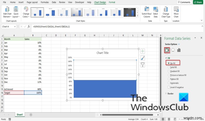 วิธีสร้างแผนภูมิเทอร์โมมิเตอร์ใน Excel 