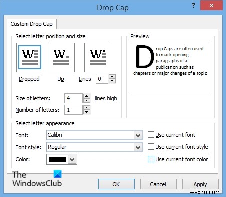 วิธีสร้าง Drop Cap ใน Microsoft Publisher 